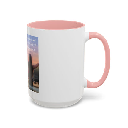 Inspirational Lotus Sunrise Coffee Mug — "knock on the door to my soul"