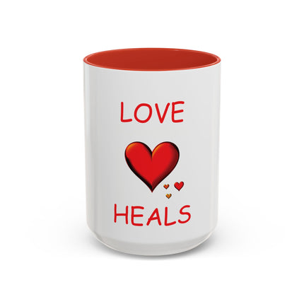 Love Heals Accent Coffee Mug — 11/15oz Heart Healing Gift
