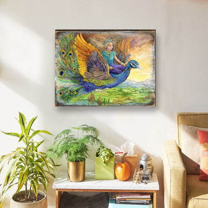Peacock Princess Fantasy Wooden Wall Art by Josephine Wall - Fantasy Decor - 852138-JW-3