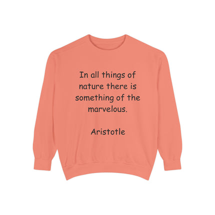 Aristotle Quote Sweatshirt – Unisex Garment-Dyed on Nature & Wonder