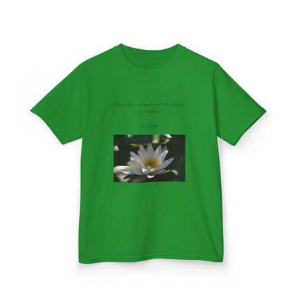 Inspirational Kids Tee – “A Flower Just Blooms” Nature Graphic Shirt