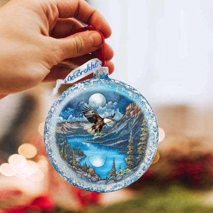 Flying Eagle Glass Ornament by G. DeBrekht - Wildlife Holiday Decor - 744-044-2