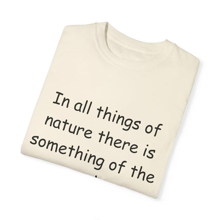 Aristotle Quote Tee – Unisex Garment-Dyed Shirt on Nature & Wonder