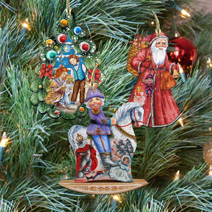 Story of Nutcracker Wooden Ornaments Set of 3 by G. DeBrekht - Christmas Decor - 8100011S3-0