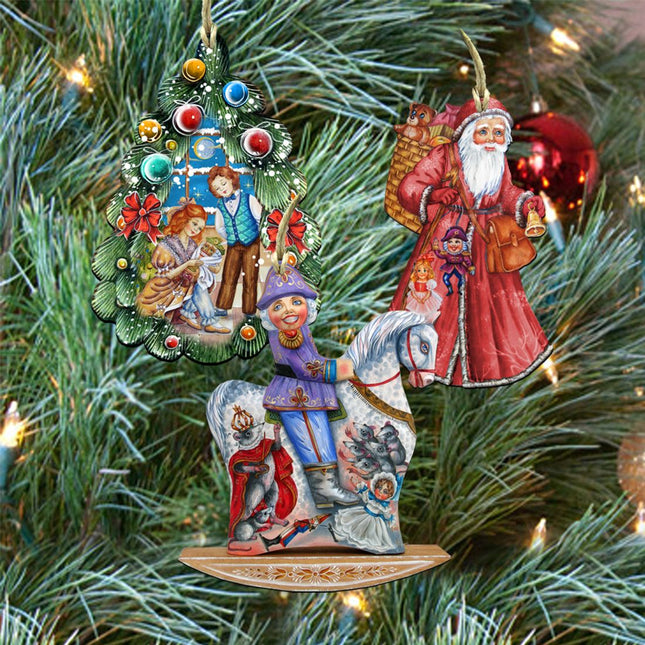 Story of Nutcracker Wooden Ornaments Set of 3 by G. DeBrekht - Christmas Decor - 8100011S3-0