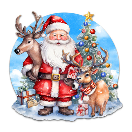 Santa with Reindeers Holiday Door Decor  by G. Debrekht - Christmas Decor - 8611032H-4