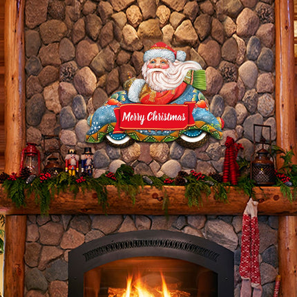 Merry Christmas Santa Door Decor by G. DeBrekht - Christmas Santa Snowman Decor - 8112045-2H-2