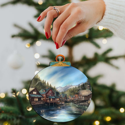 Frozen Horizon Chalets Wooden Ornaments by G.Debrekht - Wildlife Holiday Decor - 870015-3