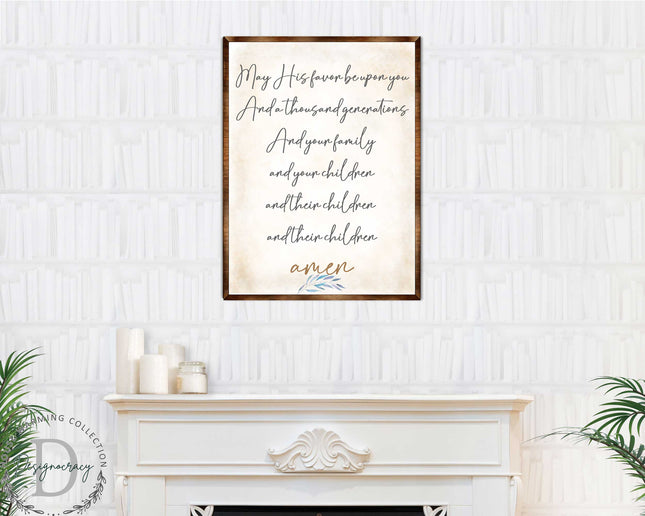 Blessing Quote Sign- May His Favor Be Upon You - Housewarming gift - Gift for newlyweds - Bible Verse scripts - Christian sign decor - Wedding gift - Blessing sign - Living room decor - 310353-0