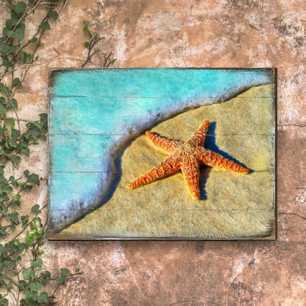 Starfish Wood Wooden Coastal Wall Art by Nature Wonders - Coastal Sea-Life Decor - 95253B-1