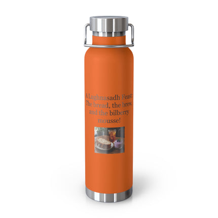 22oz Copper Vacuum Bottle – 'A Lughnasadh Feast' Bread, Brew & Bilberry Mousse Design