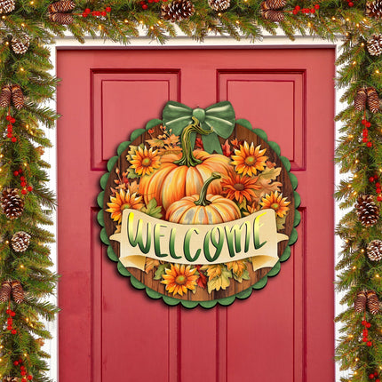 Welcome Front Door Welcome Sign, Wooden Front Porch Decor by G. Debrekht Thanksgiving Halloween Decor - 933123H-0