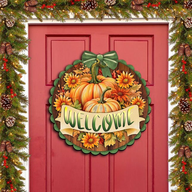 Welcome Front Door Welcome Sign, Wooden Front Porch Decor by G. Debrekht Thanksgiving Halloween Decor - 933123H-0