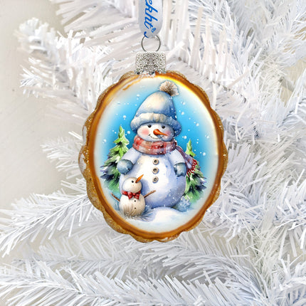 Snowman's family Mercury Glass Ornaments by G. Debrekht - Christmas Santa Snowman Decor - 776014-0