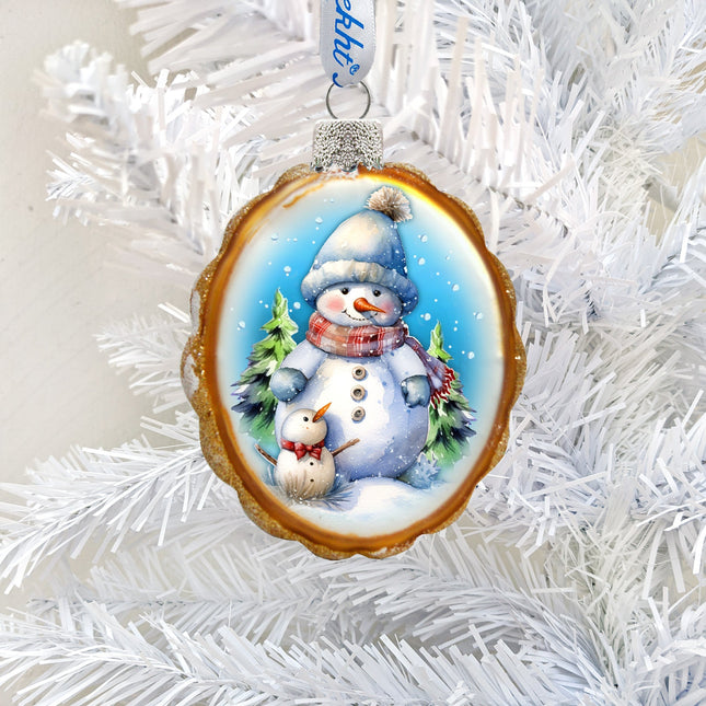 Snowman's family Mercury Glass Ornaments by G. Debrekht - Christmas Santa Snowman Decor - 776014-0