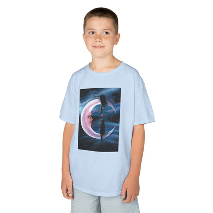 Kids Moon Dreamer Tee — Black Cats on Crescent Moon Graphic