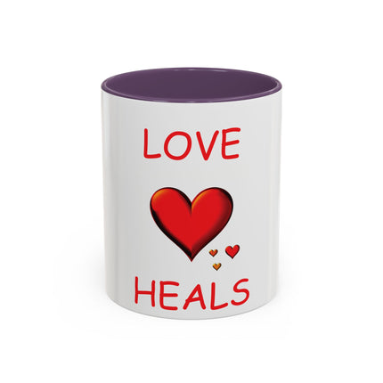 Love Heals Accent Mug – 11oz Ceramic Cup for Coffee & Kindness
