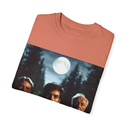 Retro Moonlit Night T-Shirt - Unisex Garment-Dyed Tee for Nature Lovers