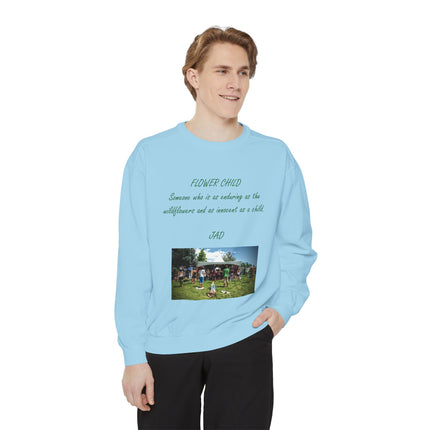 Flower Child Unisex Garment-Dyed Sweatshirt | Vintage Aesthetic | Perfect for Festivals & Everyday Wear