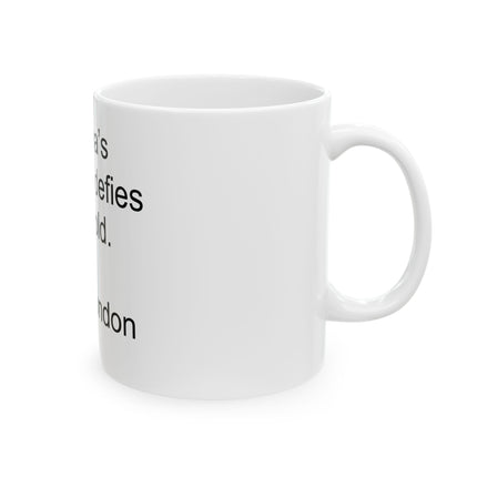 Ceramic Mug - "Cocoa’s warmth defies the cold." Jack London Quote