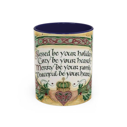 Blessed Holiday Accent Mug – 11oz Ceramic Gift with Heart & Crown Design