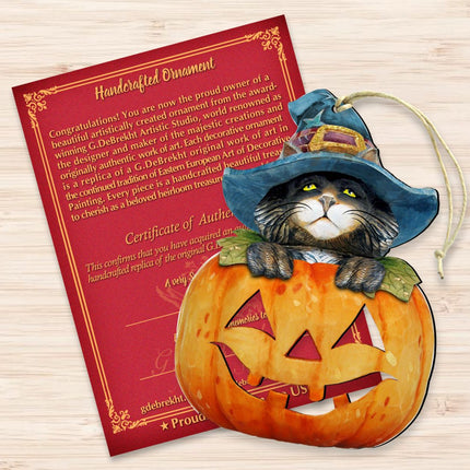 Halloween Cat Pumpkin Wooden Ornaments Fall by G. DeBrekht - Thanksgiving Halloween Decor - 8158416-3