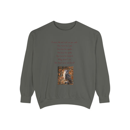 Poetic Owl Sweatshirt — Illustrated Owl Art with Poem Crewneck