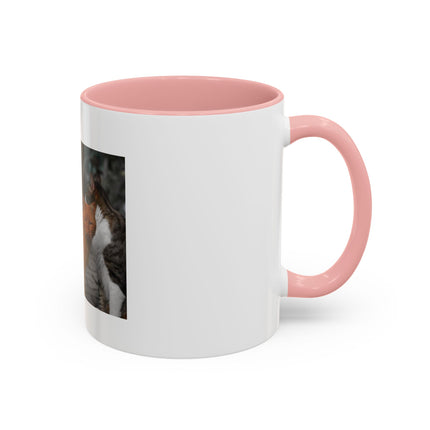 Coffee Mug — "Real Men Love Cats" Accent Ceramic Mug with Cat Photo (11/15 oz)