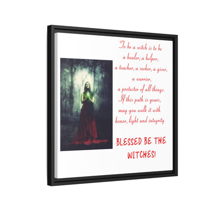 Blessed Be the Witches Framed Canvas Art — Witchy Inspirational Quote Wall Decor
