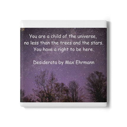 Inspirational Ceramic Coaster - Desiderata Quote for Serenity and Motivation