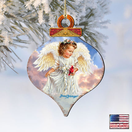 Angel with Cardinal Wooden Ornaments by Gelsinger - Nativity Holiday Decor - 8031154-DG-1