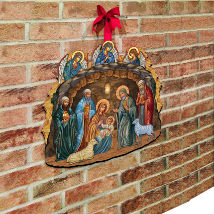 Orthodox Nativity Scene Holiday Door Decor by G. Debrekht - Nativity Holiday Decor - 8652762H-2