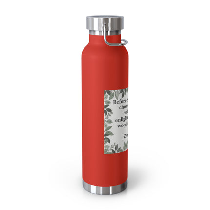 Zen Proverb 22oz Vacuum Water Bottle — Insulated Copper-Style Bottle with Leaf Border