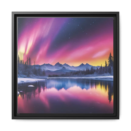 Framed Matte Canvas - Aurora Lake Landscape Wall Art