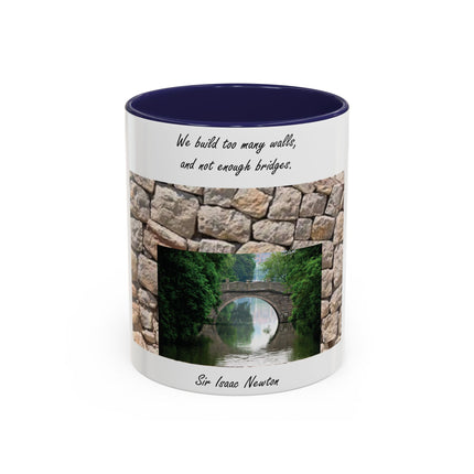 Newton Quote Accent Mug – 11oz Ceramic Cup with Bridge Message