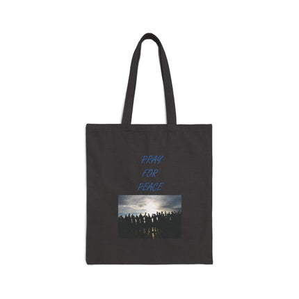 Tote Bag — "Pray for Peace" Canvas Tote with Sunset Silhouette