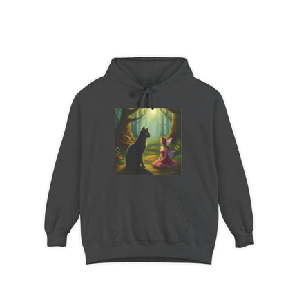 Magical Forest Fairy & Black Cat Hoodie — Enchanted Dusk Art