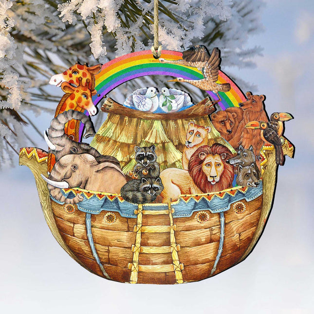 Noah's Ark Christmas Wooden Ornaments by G. DeBrekht - Nativity Holiday Decor - 8114050-0