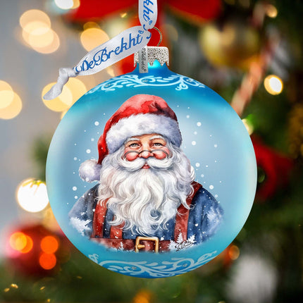 Santa's Magical Presence Ball Glass Ornament by G. Debrekht - Christmas Santa Snowman Decor - 73375-1
