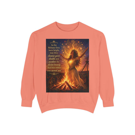 Bonfire Witch Sweatshirt — "As the Beltane fire burns bright" Pagan Festival Crewneck