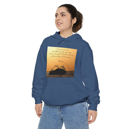 Sinking Ship Hoodie — "Be careful who you let on your ship" Quote Sunset Silhouette