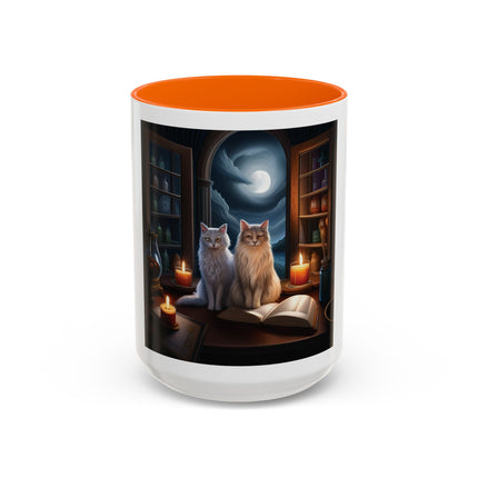 Moonlit Witch Cats Coffee Mug — Gothic Cat Magic Tea Cup (11/15oz)
