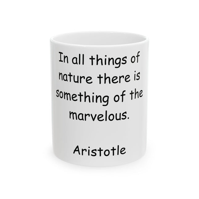 Aristotle Quote Mug – 11oz Ceramic Cup on Nature & Reflection