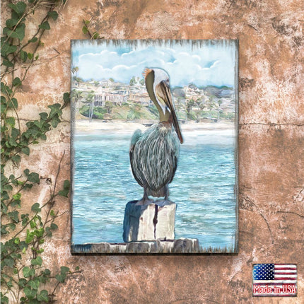 Ocean Serenity Pelicans Wooden Coastal Wall Art by Nature Wonders - Coastal Sea-Life Decor - 95252-3B-1