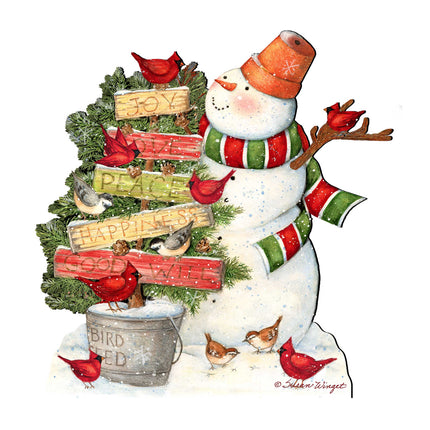 Joy Love and Peace Snowman Door Decor by Susan Winget - Christmas Santa Snowman Decor - 8471108H-SW-4