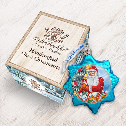 Santa Gingerbread House Mercury Glass Ornament by G. DeBrekht - Christmas Santa Snowman Decor - 773012-2