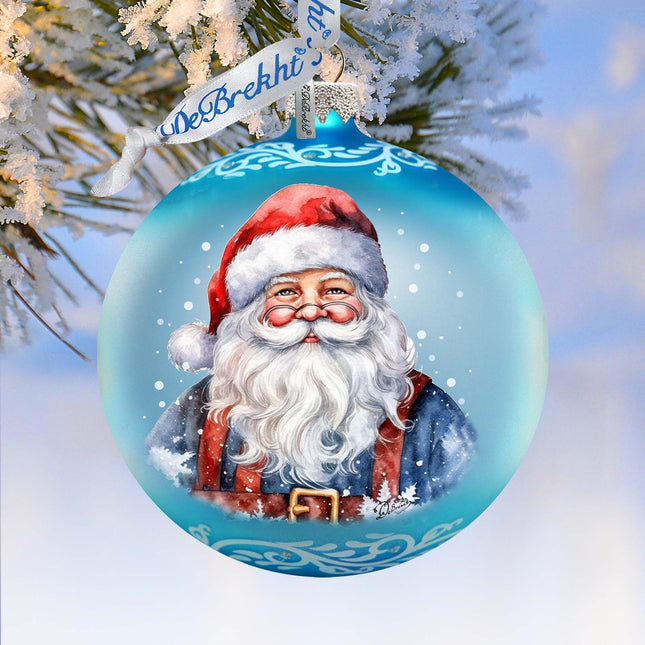 Santa's Magical Presence Ball Glass Ornament by G. Debrekht - Christmas Santa Snowman Decor - 73375-0