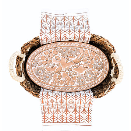 Bread Warmer & Basket Gift Set with Tea Towel - Garden Oval-6