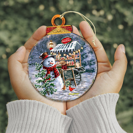 Hot Chocolate Stand - Frosty Fun Wooden Ornaments by D. Gelsinger Christmas Santa Snowman Decor - 8611087-DG-2