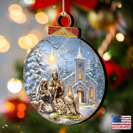 Nativity at The Chapel Wooden Ornaments by Gelsinger - Nativity Holiday Decor - 8021016-1606-2